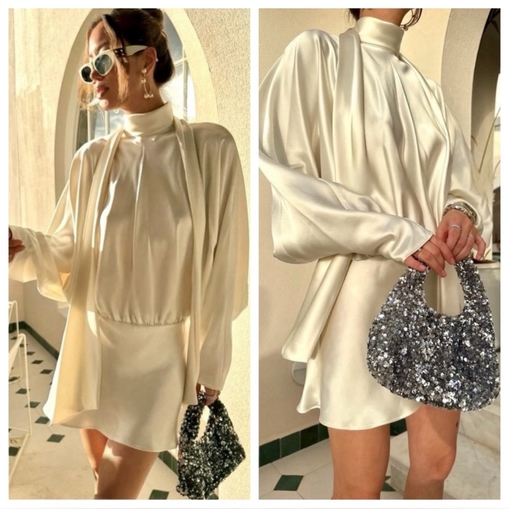 ZARA FOULARD SATIN EFFECT SHORT DRESS